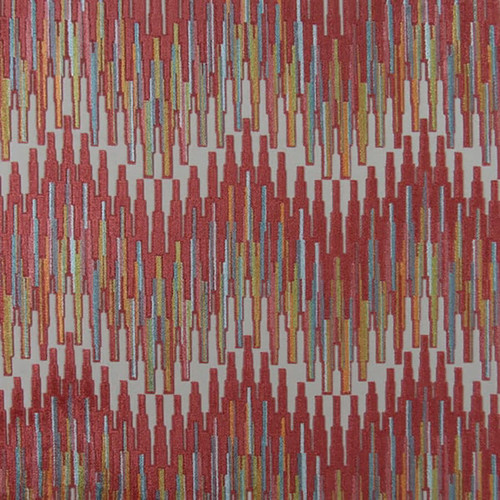 Hamilton Fabrics Dixie Hill Ginger Pixelated Flamestitch Stria Stripe Cut Velvet