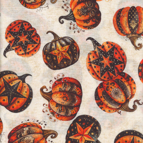 Quilting Treasures Fabrics Jeepers Creepers Dan Morris Cream Jack O Lantern Toss