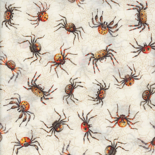 Quilting Treasures Fabrics Jeepers Creepers Dan Morris Cream Spiders