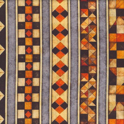 Quilting Treasures Fabrics Jeepers Creepers Dan Morris  Orange Black Geometric Stripe