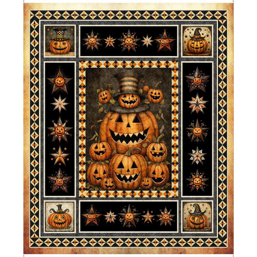 Quilting Treasures Fabrics Jeepers Creepers Dan Morris Orange Jack O Lantern Panel