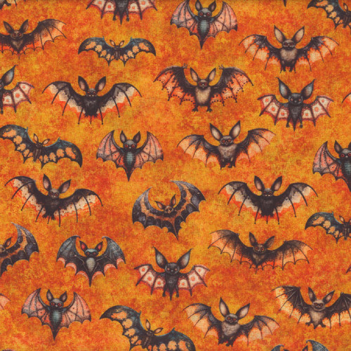 Quilting Treasures Fabrics Jeepers Creepers Dan Morris Orange Bats
