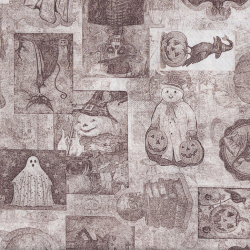 Quilting Treasures Fabrics Jeepers Creepers Dan Morris Black Halloween Ephemera