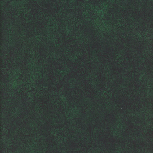 Quilting Treasures Fabrics Festivus Etched Carving Texture by Dan Morris Forest Green