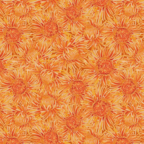 Wilmington Prints Chickadee Charm Danielle Leone Packed Floral Orange Brown