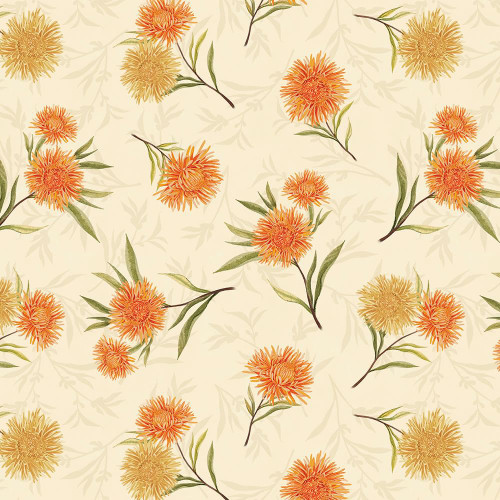 Wilmington Prints Chickadee Charm Danielle Leone Flower Toss Cream