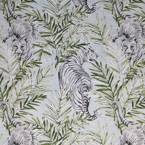 Hamilton Fabrics Maharani Snow Tropical Palms and Tigers