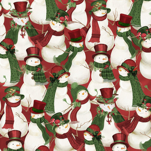 Wilmington Prints Woodland Snowmen Danielle Leone Packed Snowmen & Snow Women Red
