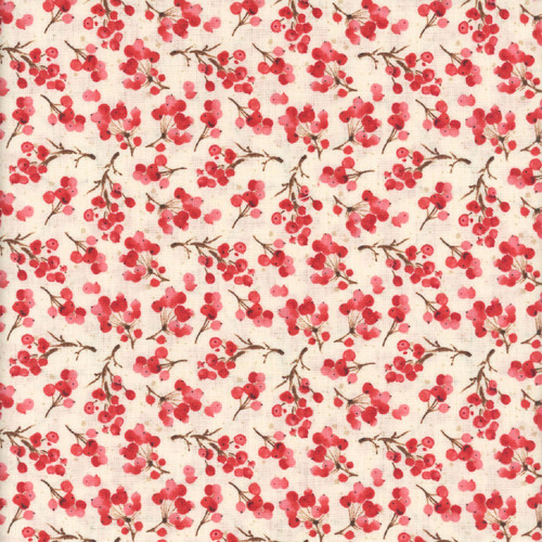 Wilmington Prints Cardinal Celebration Katrina Pete Winter Berries Cream Red