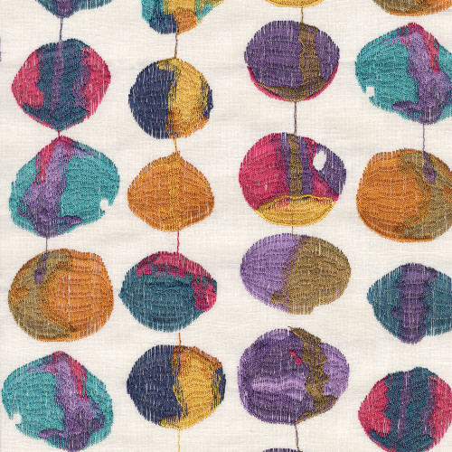 Hamilton Fabrics Zest Rainbow Embroidered Paint Can Tops Linen