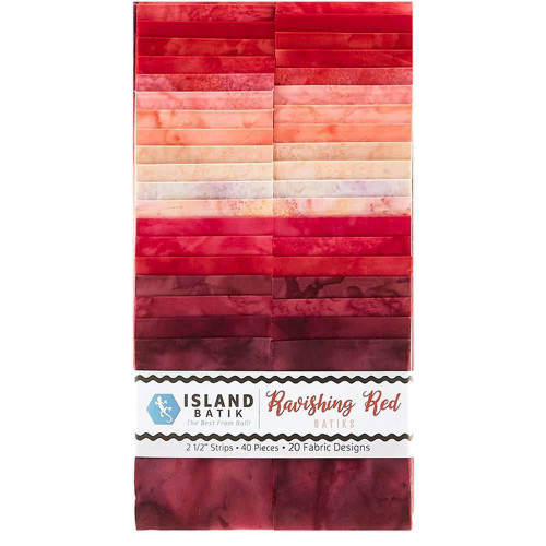 Island Batik Fabrics Foundations Ravishing Red Batiks 2.5 inch Strip Pack