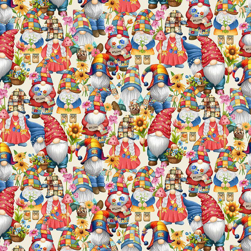 Timeless Treasures Fabrics Hippie Gnomes Multi Packed Hippie Gnomes