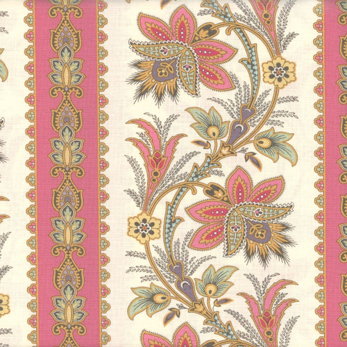 Andover Fabrics Holbrook by Max & Louise Pink Jacobean Floral Stripe