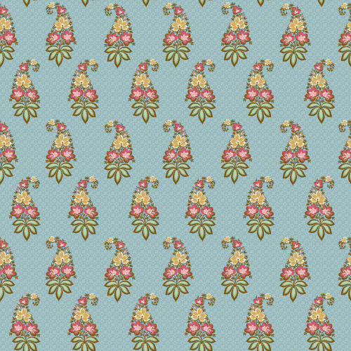 Andover Fabrics Holbrook by Max & Louise Blue Indienne Flower Sprig on Trellis