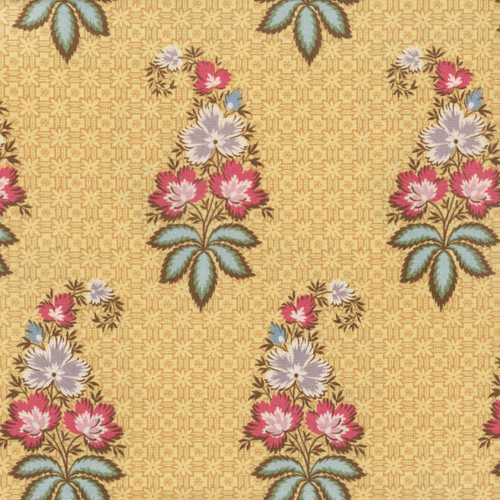 Andover Fabrics Holbrook by Max & Louise Yellow Gold Indienne Flower Sprig on Trellis
