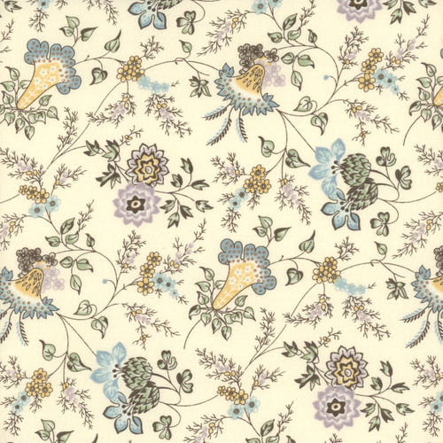 Andover Fabrics Holbrook by Max & Louise Blue Cream Vining Wildflowers
