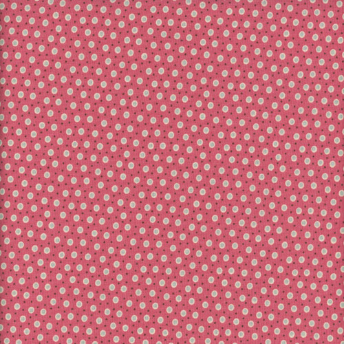 Andover Fabrics Holbrook by Max & Louise Rouge Pink Eggs and Dots fabric, pink background with white eggs and small black dots pattern. Andover Fabrics Holbrook by Max & Louise Rouge Pink Eggs and Dots fabric, pink background with white eggs and small black dots pattern.