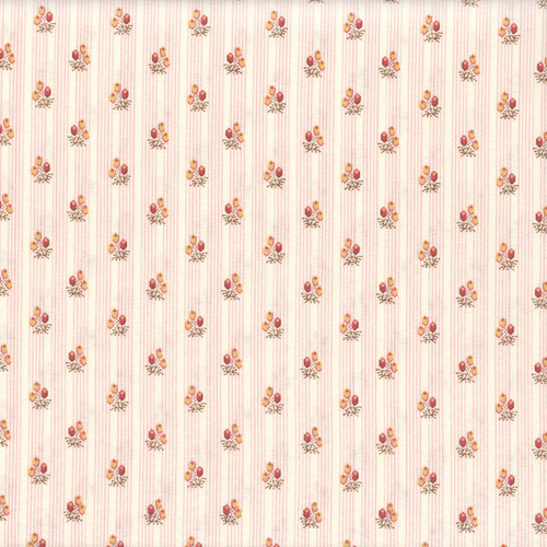 Andover Fabrics Holbrook by Max & Louise Pink Flower Sprig Ticking Stripe