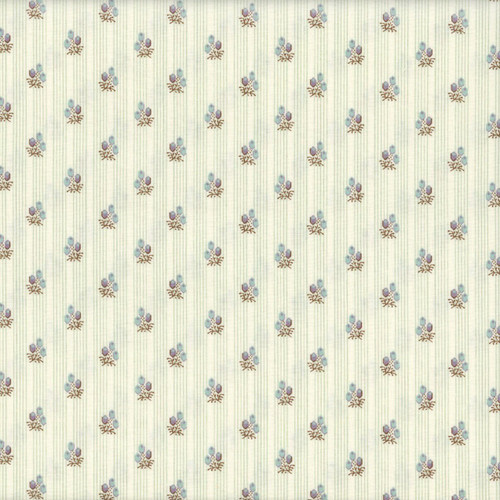 Andover Fabrics Holbrook by Max & Louise Green Flower Sprig Ticking Stripe