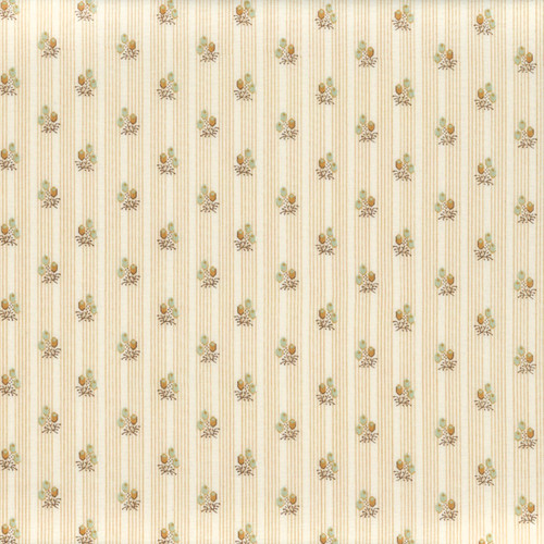 Andover Fabrics Holbrook by Max & Louise Yellow Gold Flower Sprig Ticking Stripe