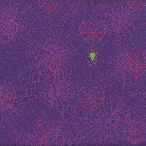 Andover Fabrics Phantasm by Libs Elliott Purple Loving Spiders