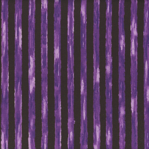 Andover Fabrics Phantasm by Libs Elliott Purple Black Beetlejuice Stripe