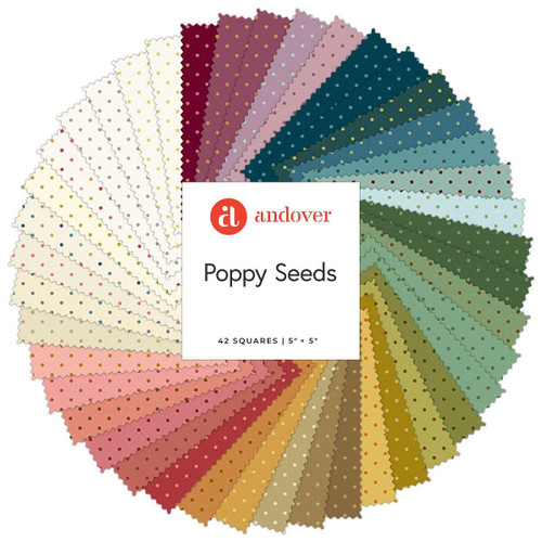 Andover Fabrics Poppy Seeds by Laundry Basket Quilts Layer Cake Fabric Squares 10 Inch