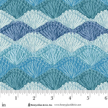 Henry Glass Fabrics Crochet 118 Inch Quilt Back City Art Studio Blue Shell Stitch