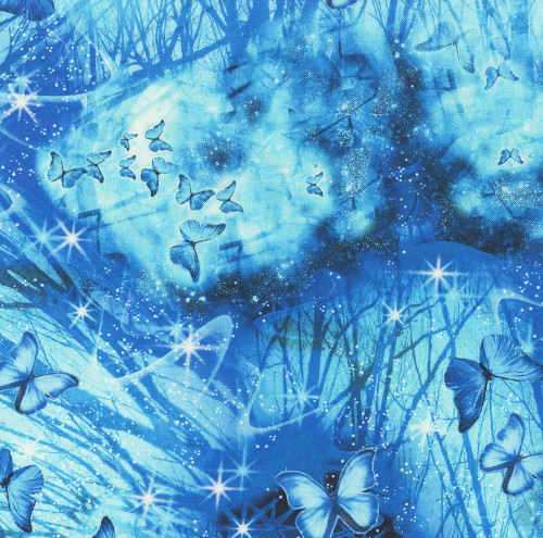 Timeless Treasures Fabrics Extra Wide Backings Bright Night Butterflies Royalty Turquoise