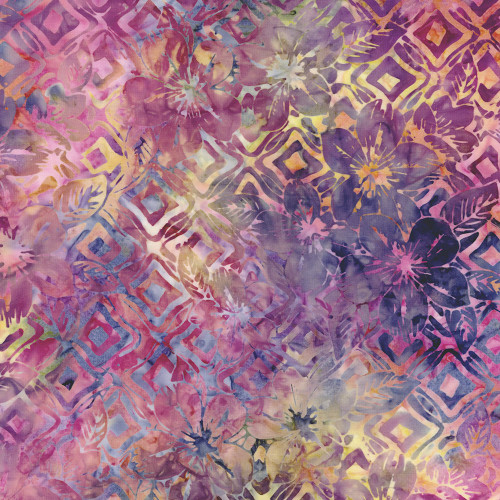 Timeless Treasures Fabrics Mayfair Tonga Batiks Wing and a Prayer Butterfly Purple Hibiscus Floral