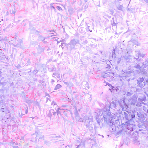 Timeless Treasures Fabrics Mayfair Tonga Batiks Wing  Prayer Freesia Purple Pink Tropical Leaves