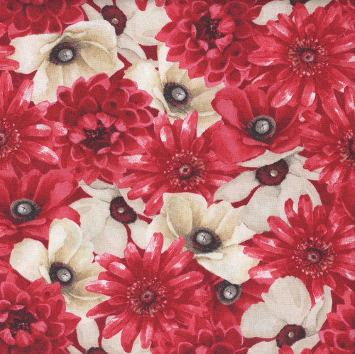 <p>Wilmington Prints Scarlet Dreams 108 Inch Wide Quilt Back Red Cream Packed Flowers</p>