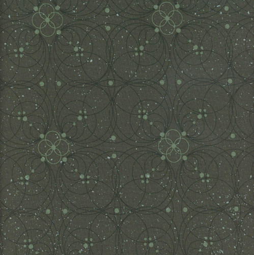 FreeSpirit Fabrics Enrapture by Guicy Guice Flourish Emerald, geometric fabric pattern with interconnected circles and green accents.