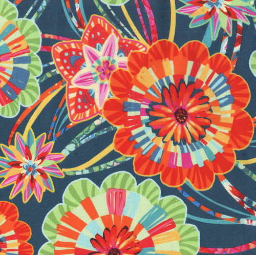 FreeSpirit Fabrics Festival by Odile Bailloeul Rosettes Blue