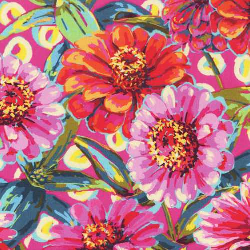 FreeSpirit Fabrics Festival by Odile Bailloeul Zinnias Pink