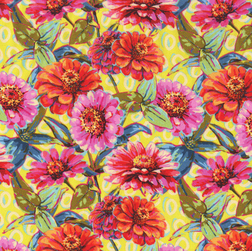 FreeSpirit Fabrics Festival by Odile Bailloeul Small Zinnias Green