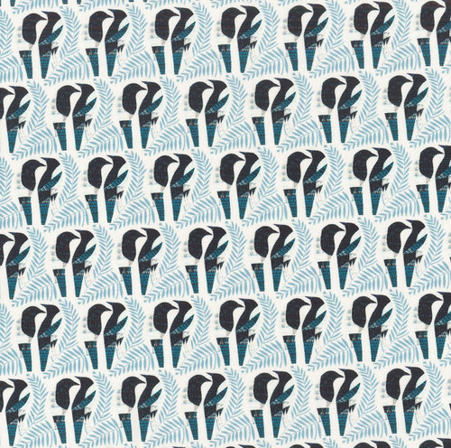 FreeSpirit Fabrics Flying South by Clare Youngs Magpies Teal