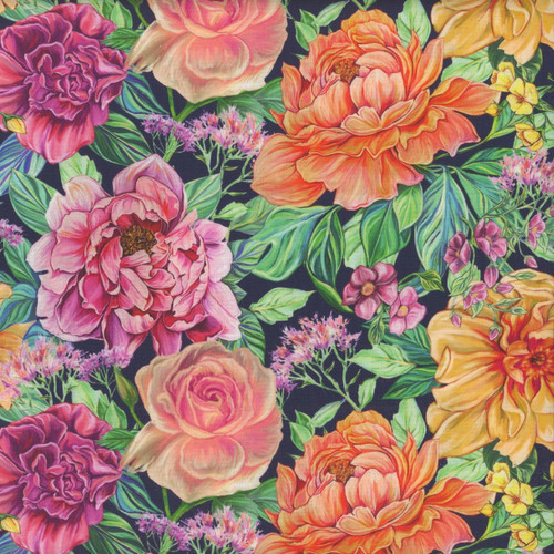 FreeSpirit Fabrics In Full Bloom by Surface of Beauty Amber Bouquet Royal