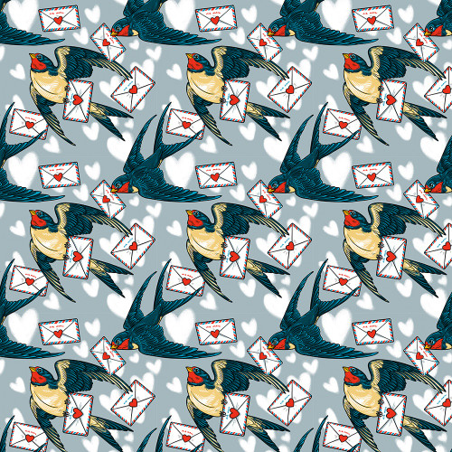 FreeSpirit Fabrics Love Letters by Club Hauer Air Mail Blue