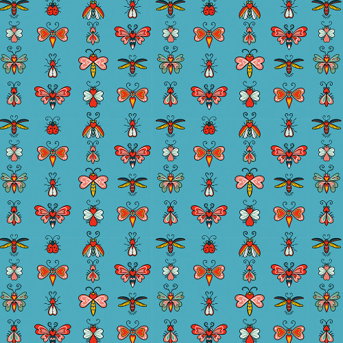 FreeSpirit Fabrics Love Letters by Club Hauer Love Bugs Teal