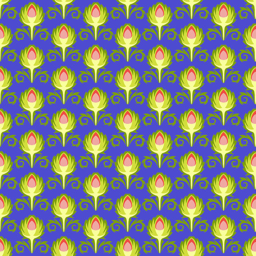 FreeSpirit Fabrics Vegetable Patch by Jane Sassaman Artichoke Blue