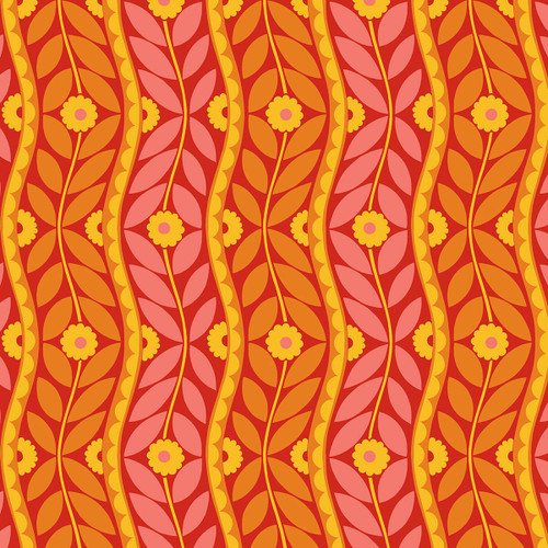FreeSpirit Fabrics Vegetable Patch by Jane Sassaman Brocade Red