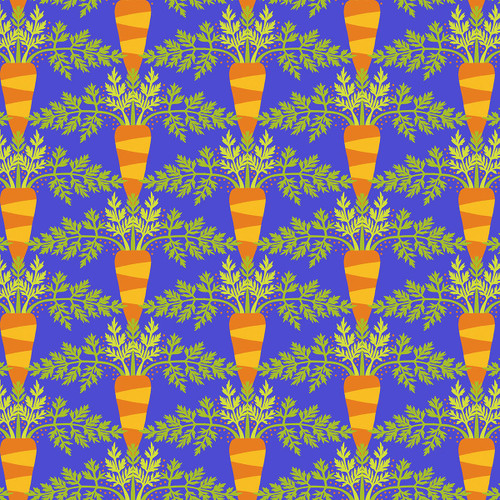FreeSpirit Fabrics Vegetable Patch by Jane Sassaman Carrot Blue