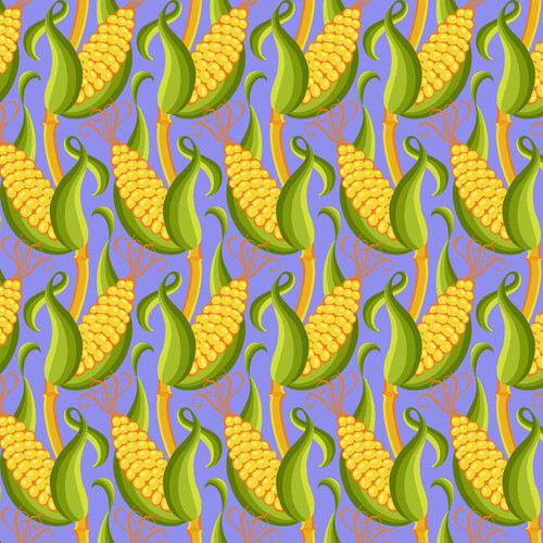 FreeSpirit Fabrics Vegetable Patch by Jane Sassaman Corn Blue