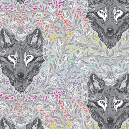 FreeSpirit Fabrics Graywork by Tula Pink Wolf of Pink Street Fog