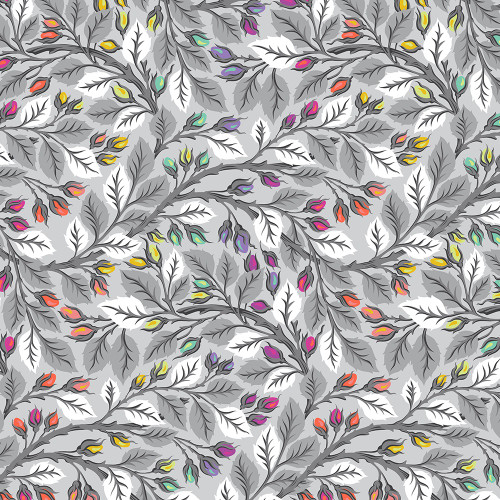 FreeSpirit Fabrics Graywork by Tula Pink Best Buds Fog Grey 108 Inch Wide Quilt Back