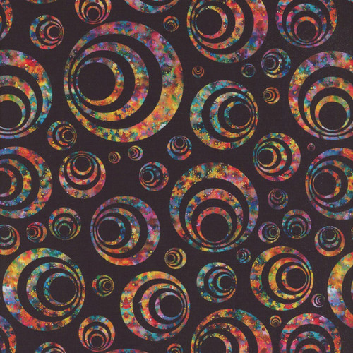 Quilting Treasures Fabrics Bedazzled by Dan Morris Black Red Bliue Orange Bulls Eyes