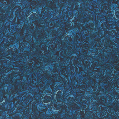 Quilting Treasures Fabrics Aquatic Adventures by Dan Morris Navy Waves Texture