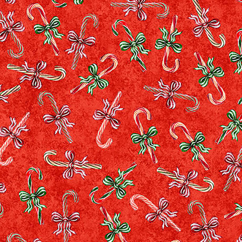 Quilting Treasures Fabrics Holly Jolly by Dan Morris Red White Candy Canes