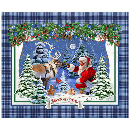 Quilting Treasures Fabrics Season of Giving Santa Claus and Reindeer Panel 36